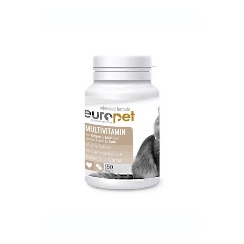 قرص مولتی ویتامین گربه یوروپت Europet Cat Multivitamin Tablet بسته 150 عددی