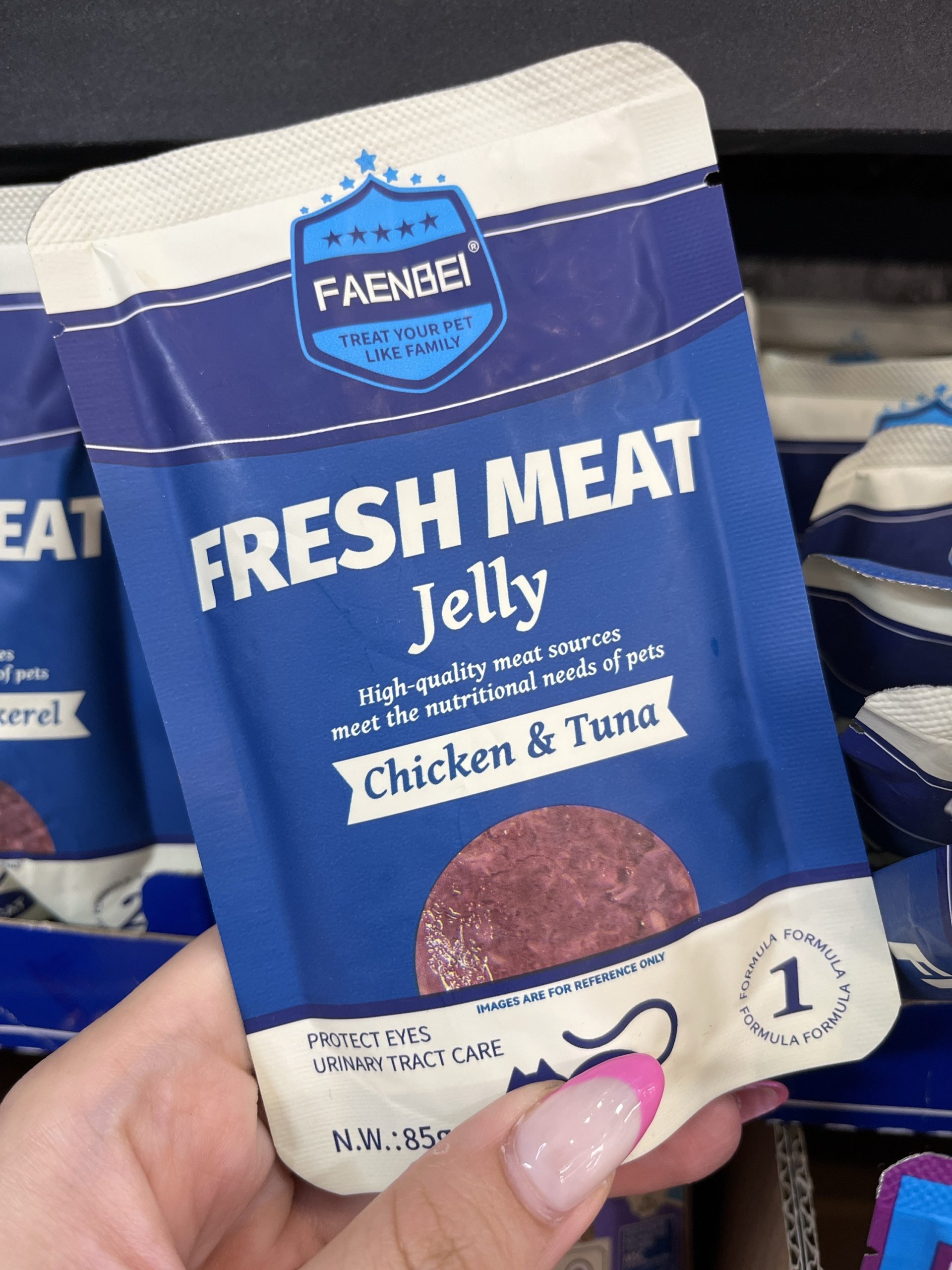 پوچ گربه فنبی مدل fresh meat طعم مرغ و ماهی تن ۸۵ گرم