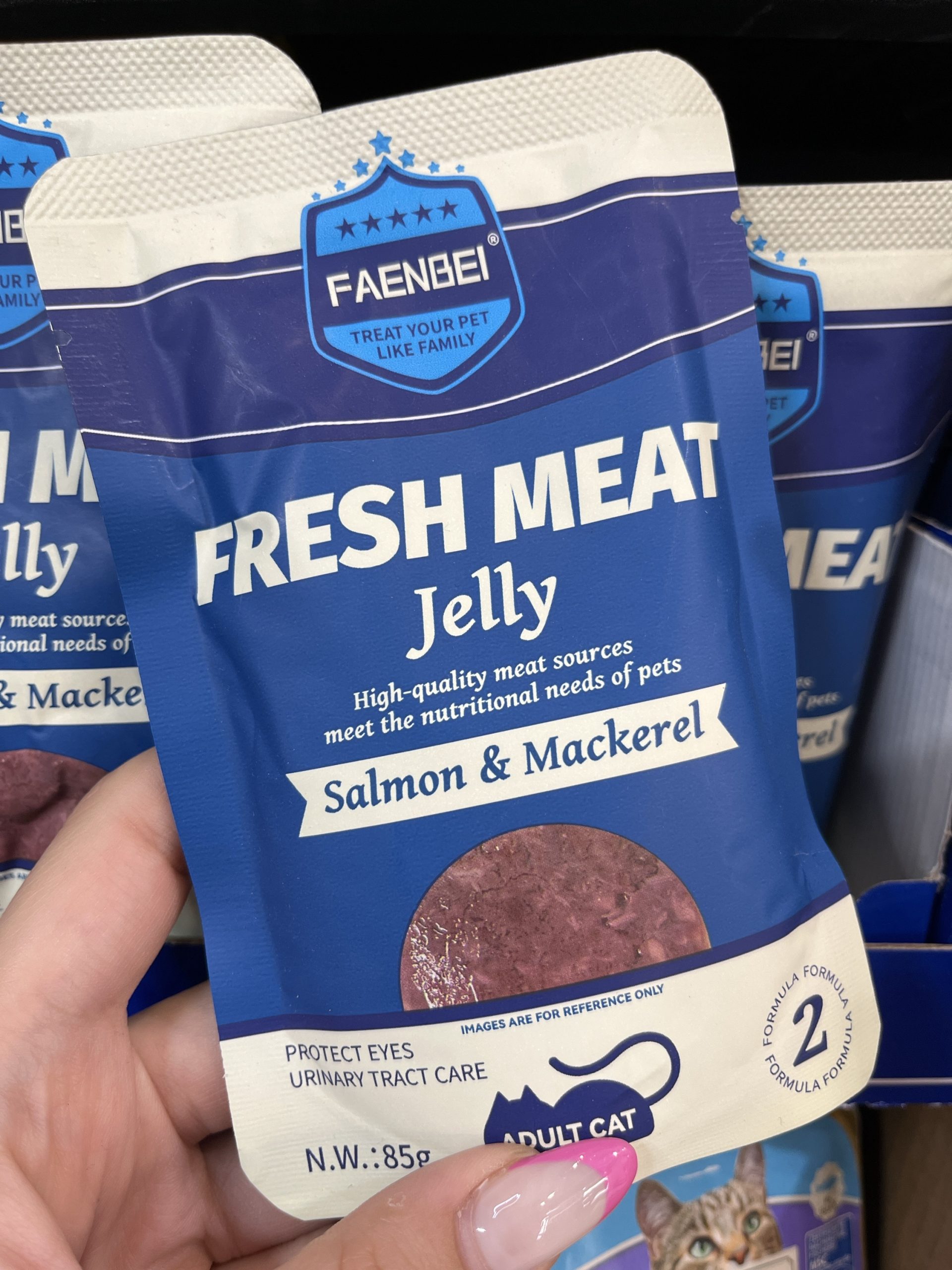 پوچ گربه فنبی مدل fresh meat طعم سالمون و ماکارل ۸۵ گرم
