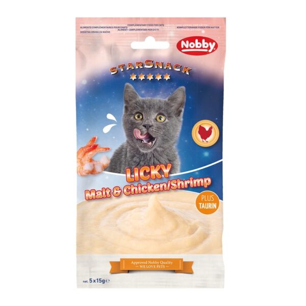 بستنی گربه nobby طعم مالت ، مرغ و میگو  ۵ عددی - تصویر 1