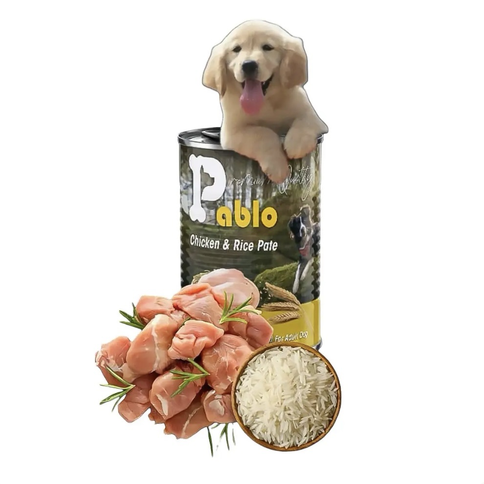 کنسرو پته سگ پابلو طعم مرغ و برنج ۴۰۰ گرم