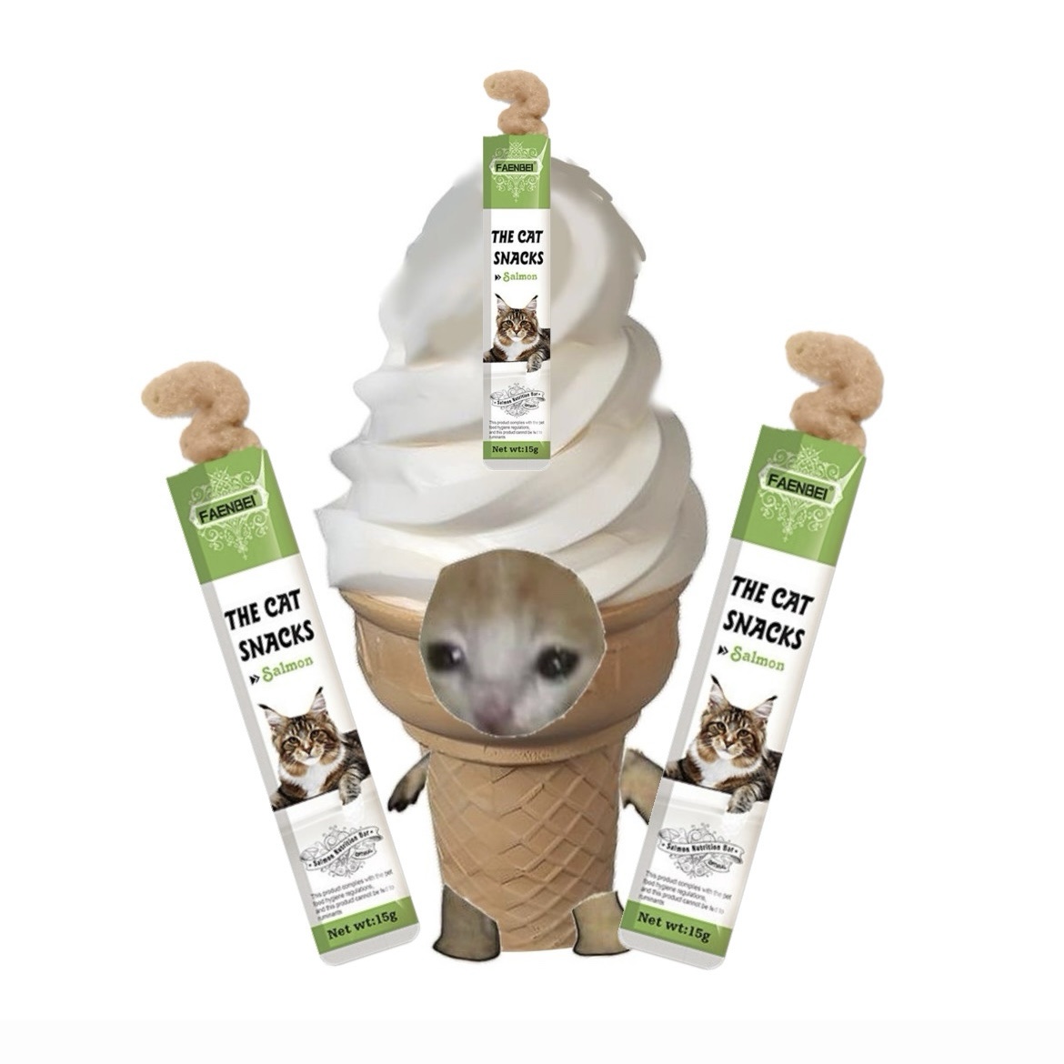 بستنی فنبی گربه طعم ماهی سالمون سه عددی