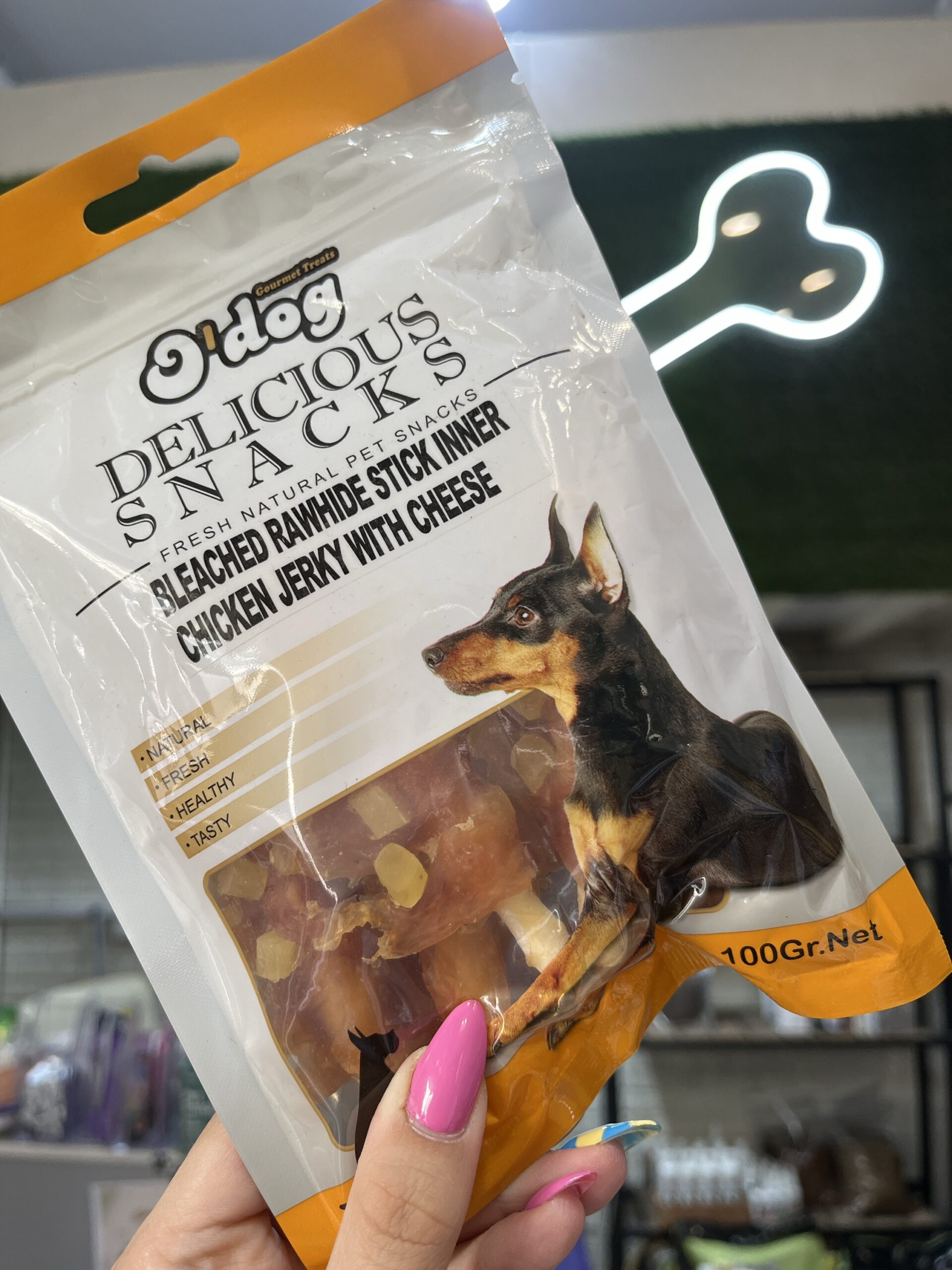 تشویقی سگ o dog مدل  مرغ و پنیر  ۱۰۰ گرم